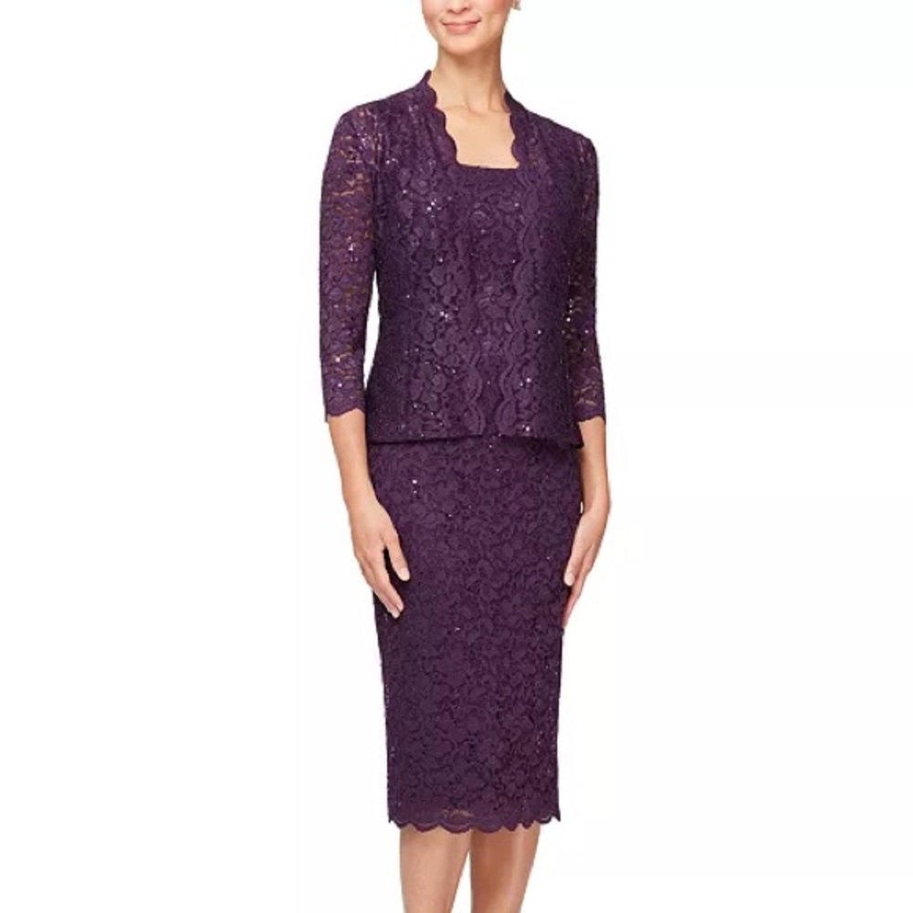 SLNY Purple Sequin 2 piece dress set